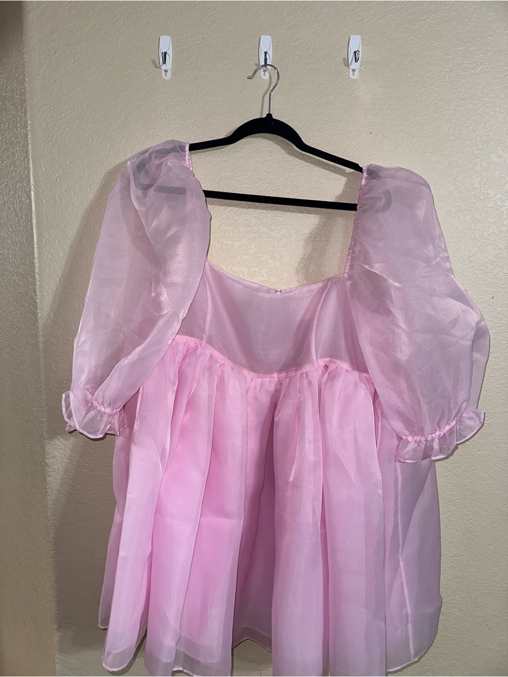 Selkie Pale Pink Organza Puff Sleeve Dress